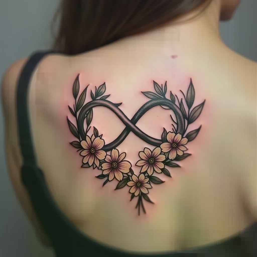 Infinity with flowers tattoo design