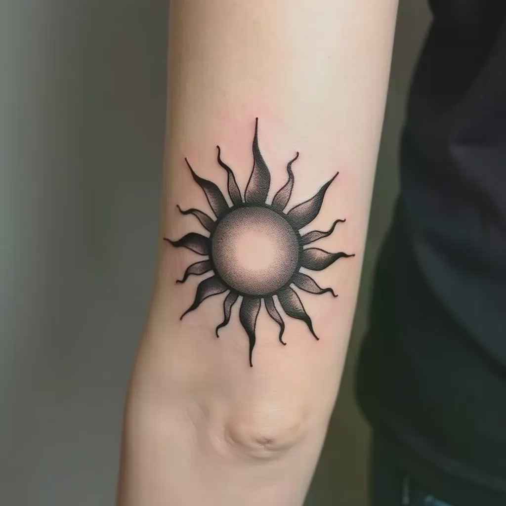 Minimalist sun tattoo design