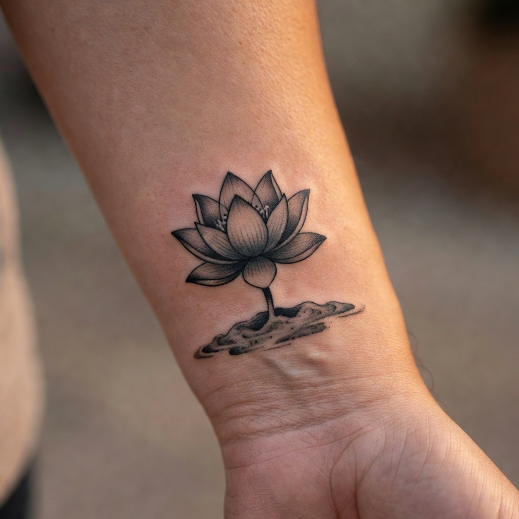 Lotus flower tattoo thigh design
