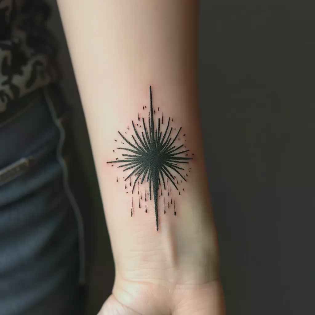Geometric tattoo idea generated on forearm - custom tattoo ideas generator by TattooGPT Art