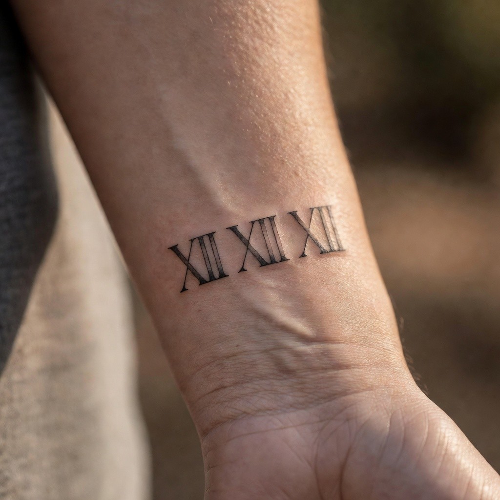 Roman numerals date memorial tattoo