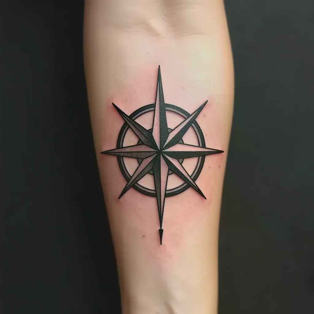 Minimalist compass rose celestial tattoo