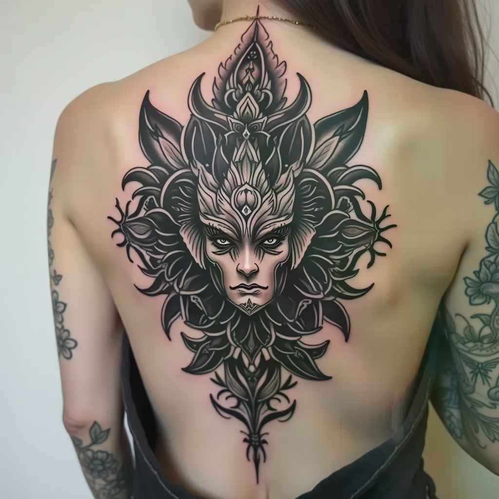 Bold blackwork geometric tattoo - tattoo design app by TattooGPT Art