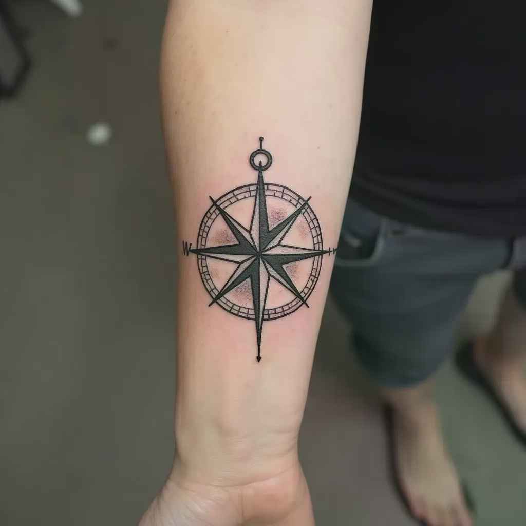 Compass north star guidance memorial tattoo