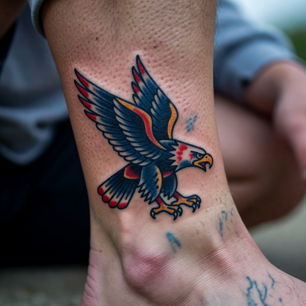 Eagle American traditional chest bold tattoo