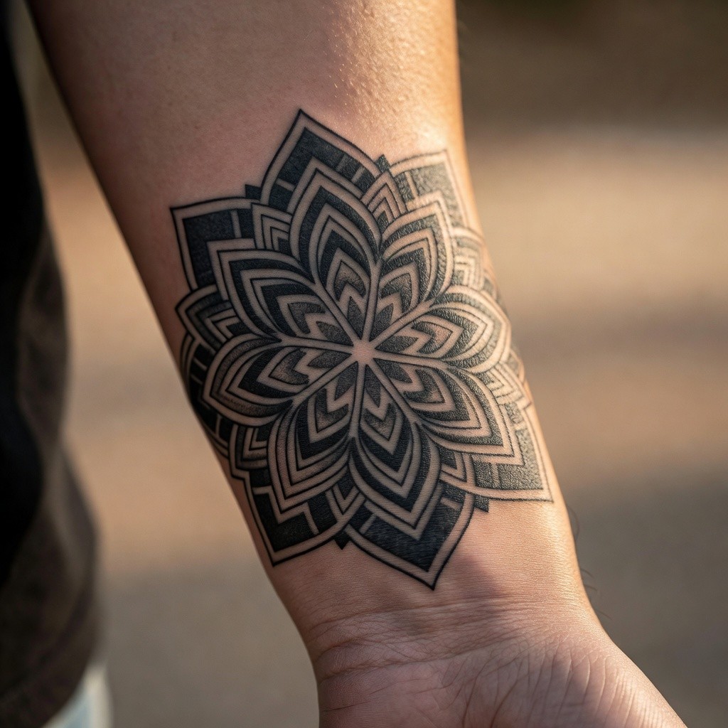Geometric mandala celestial tattoo design
