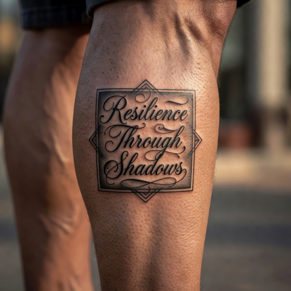 Name in ornamental frame memorial tattoo
