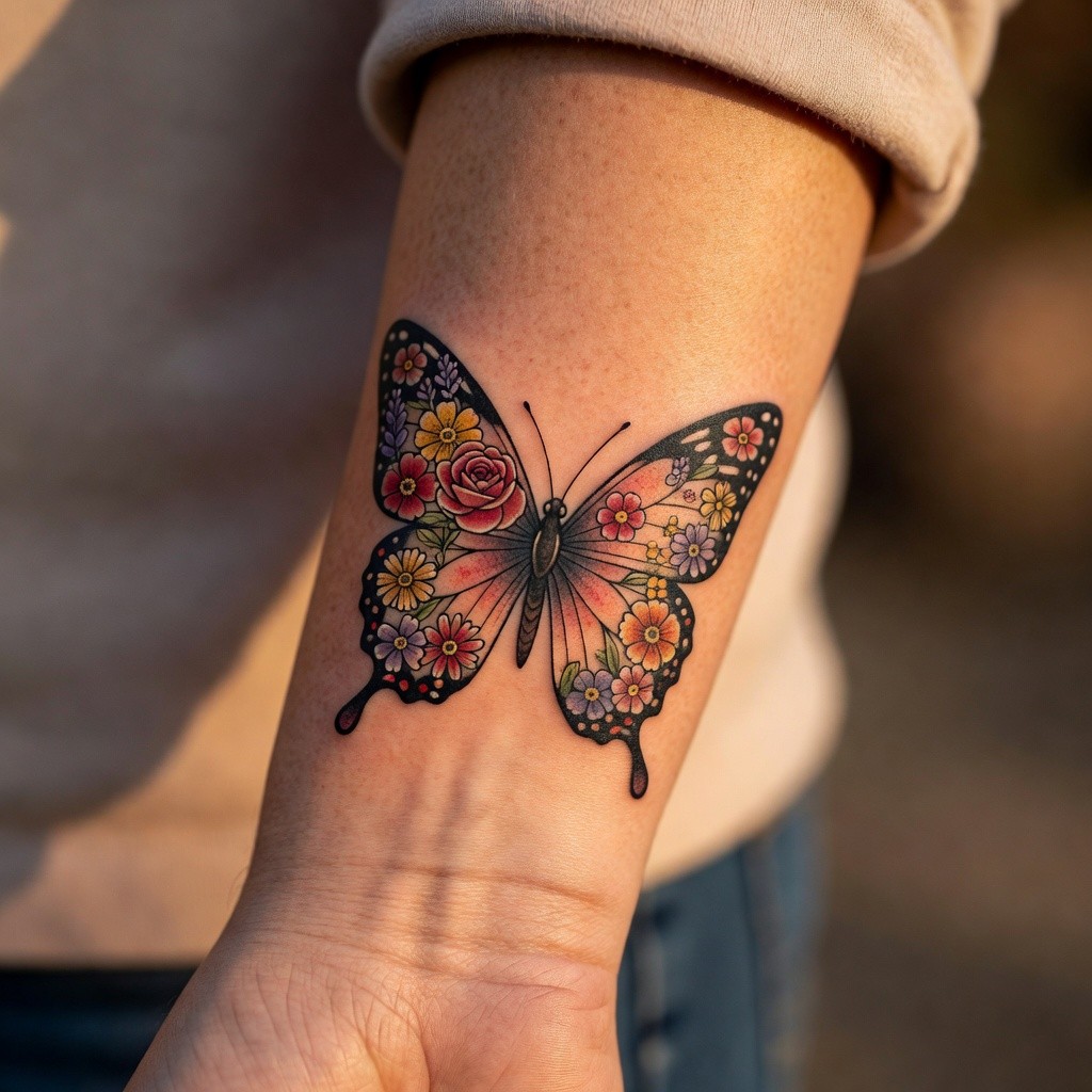 Birth flower bouquet rib tattoo