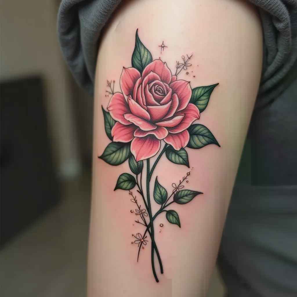 AI minimalist tattoo design on leg - artificial intelligence tattoo maker by TattooGPT Art