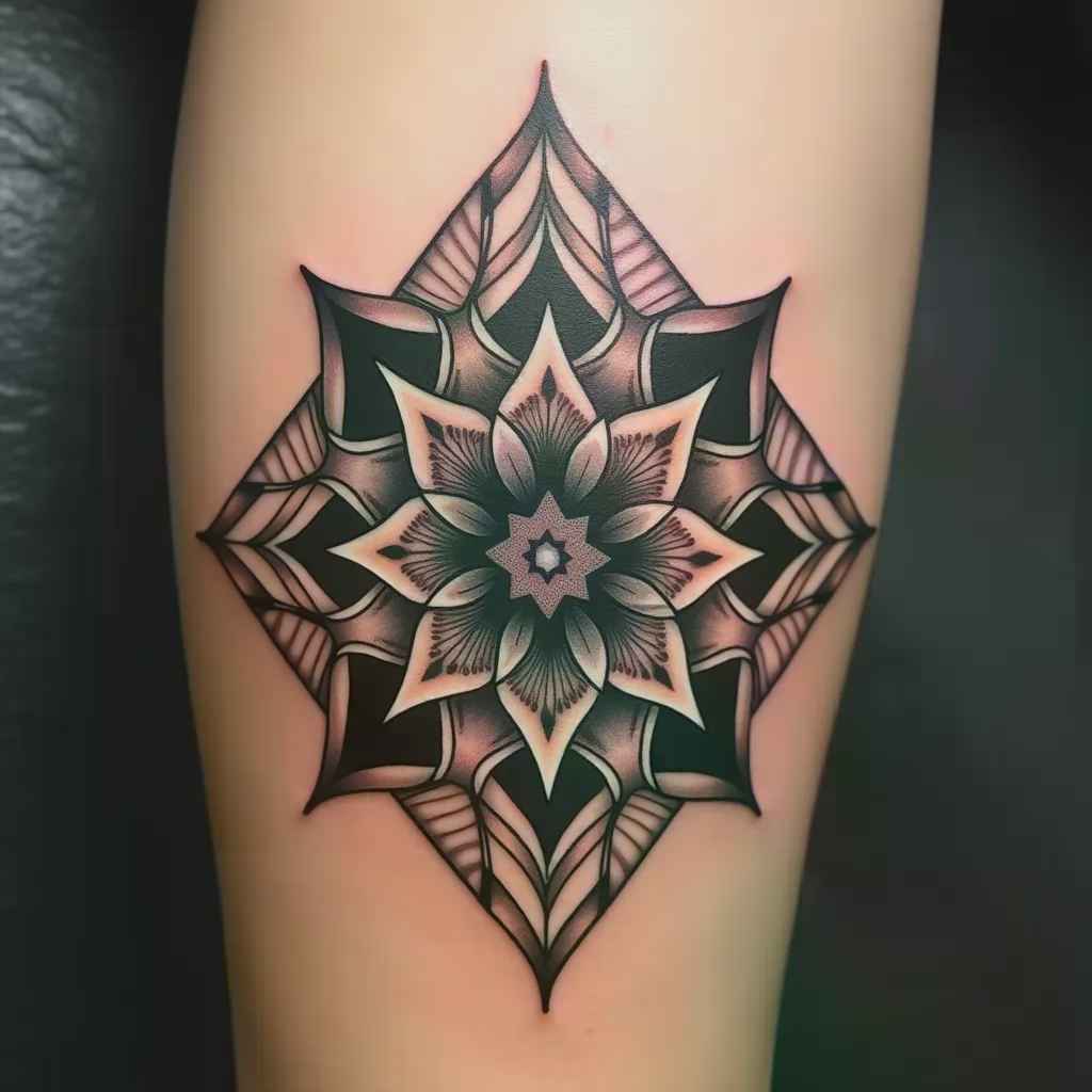Sacred geometry sun tattoo design