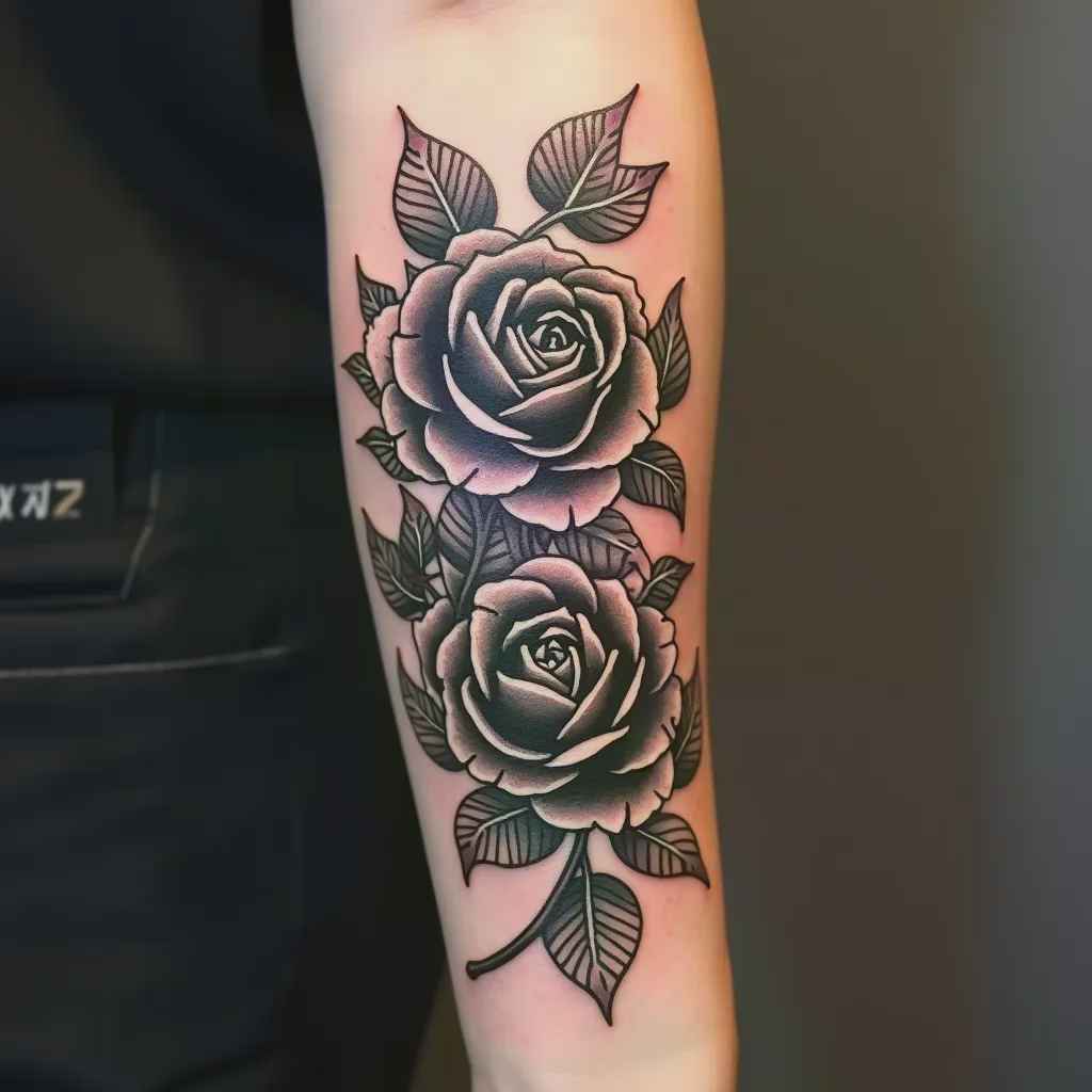 Black rose grief memorial tattoo