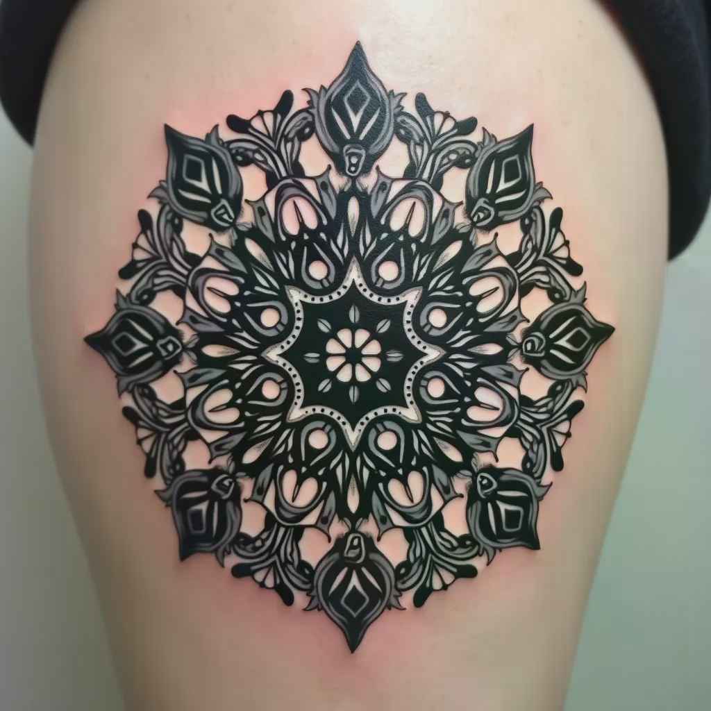 Blackwork mandala tattoo design