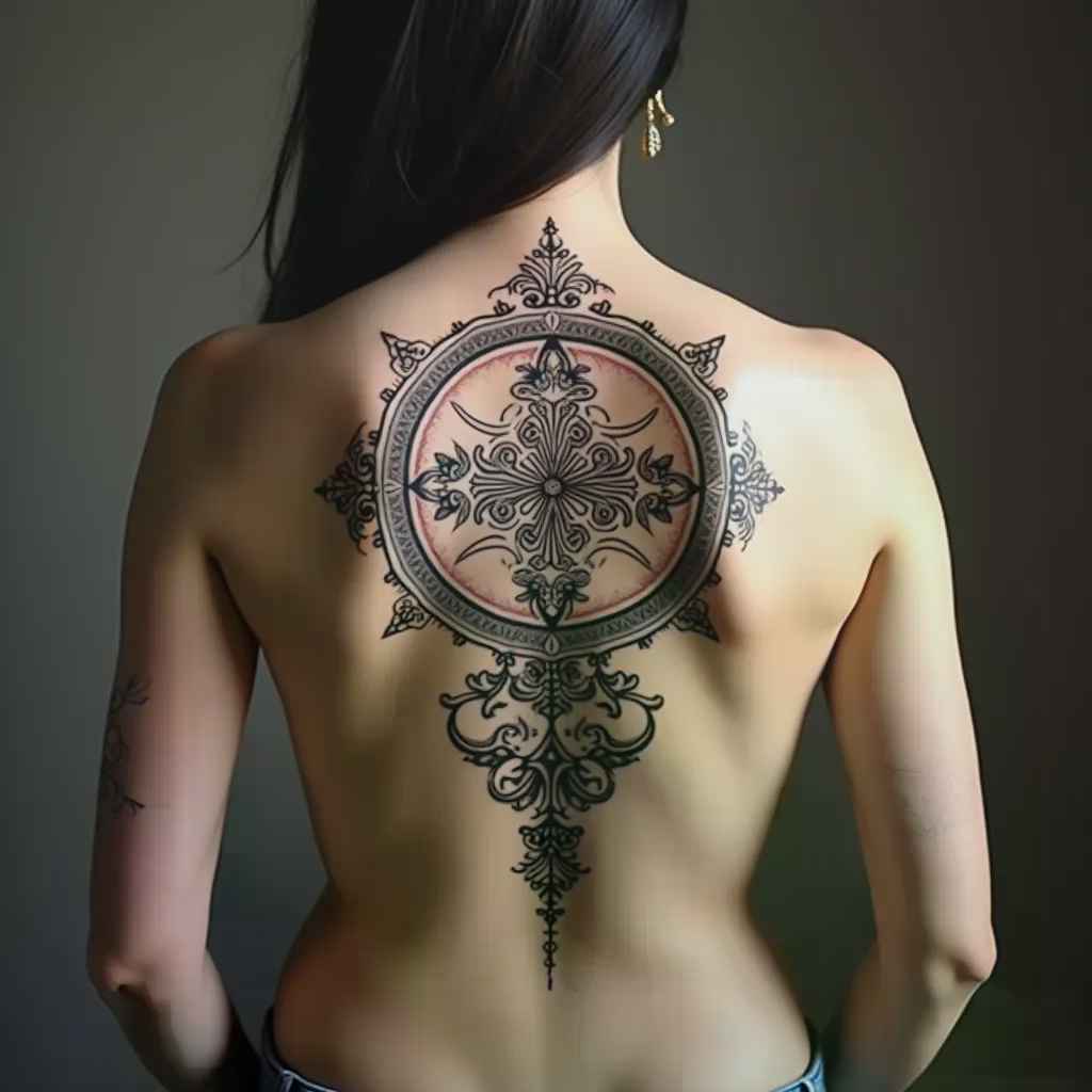 Geometric custom AI tattoo design on back - best tattoo designs for men
